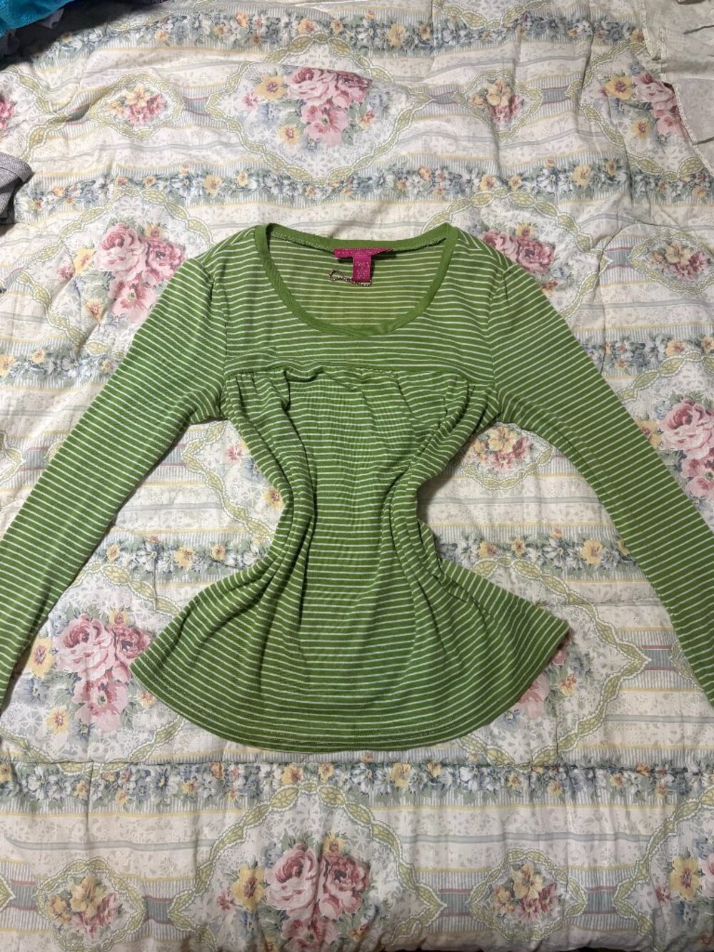 Green y2k long sleeve baby doll top
